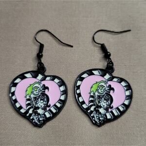 Beetlejuice and Lydia heart shaped earrings